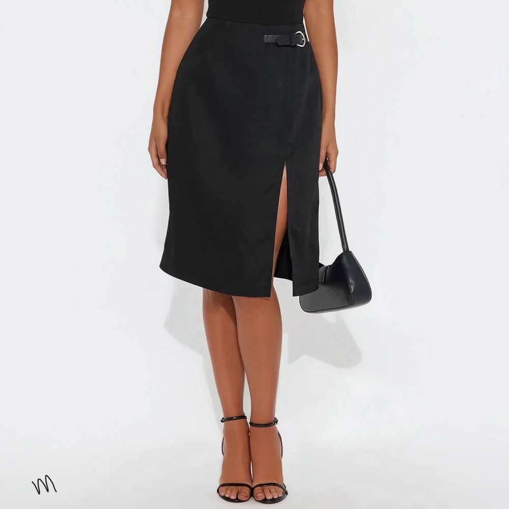 Fashion Nova Black Pencil Skirt with Slit
